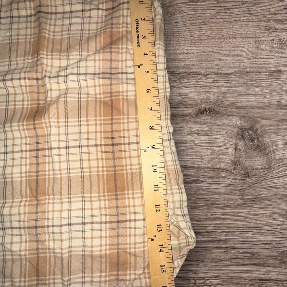 Lauren Ralph Lauren Plaid Button Down Shirt XL Tan Brown Cotton Classic - Picture 3 of 7